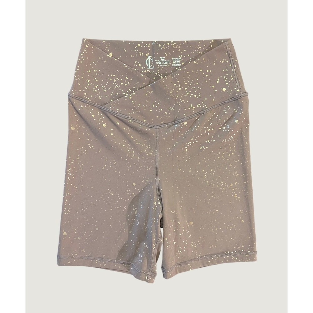 Lululemon Biker Shorts Womens Small Mauve Excellent Gold Foil Splatter 1687